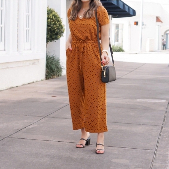 Old Navy Pants - Old Navy Brown/Burnt Orange Polka Dot Romper Jumpsuit Size S